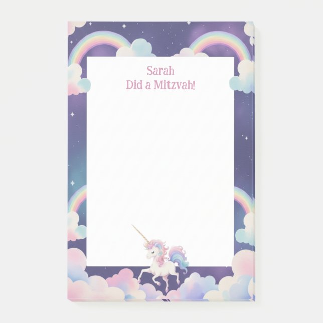 Unicorn Personalized Mitzvah Note pad (Front)