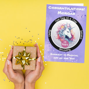 Unicorn Personalized Sobriety Milestone Card