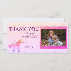 Unicorn Personalized Thank you Photo Card