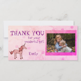 Unicorn Personalized Thank you Photo Card