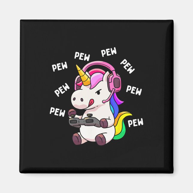Unicorn Pew Pew Unicorns Lover Video Game Gamer Gi Magnet (Front)