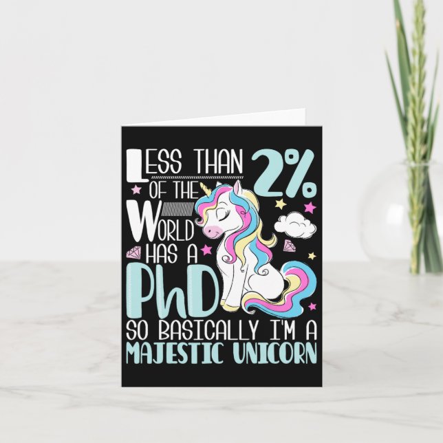 Unicorn - Phd Graduate Ph.d. Graduation Doctorate  Card (Front)