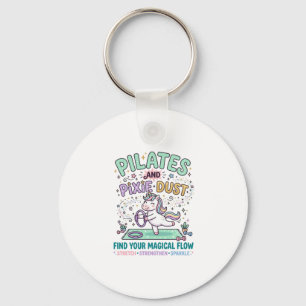 Unicorn Pilates and Pixie Dust Bold Typography T-S Keychain