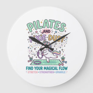 Unicorn Pilates and Pixie Dust Bold Typography T-S Large Clock