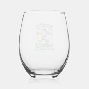Unicorn Pilates and Pixie Dust Bold Typography T-S Stemless Wine Glass