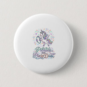 Unicorn Pilates and Pixie Dust White Background Ve 2 Inch Round Button