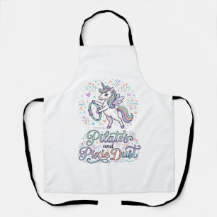Unicorn Pilates and Pixie Dust White Background Ve Apron