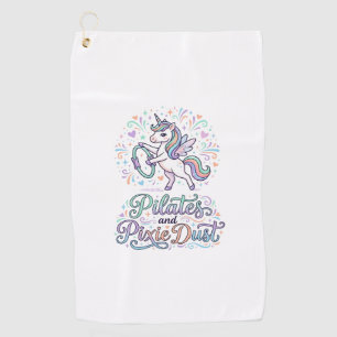 Unicorn Pilates and Pixie Dust White Background Ve Golf Towel