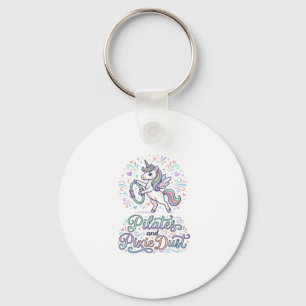 Unicorn Pilates and Pixie Dust White Background Ve Keychain