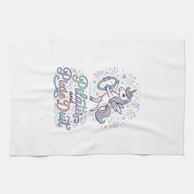 Unicorn Pilates and Pixie Dust White Background Ve Kitchen Towel (Horizontal)