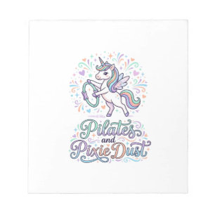 Unicorn Pilates and Pixie Dust White Background Ve Notepad