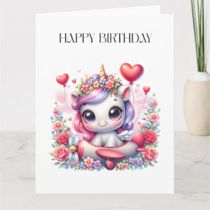 Unicorn Pilot Birthday Card
