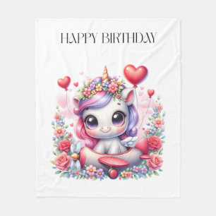 Unicorn Pilot Birthday Fleece Blanket