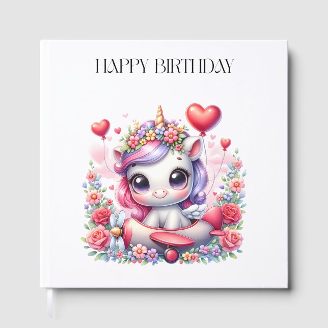 Unicorn Pilot Birthday Guest Book (Front)