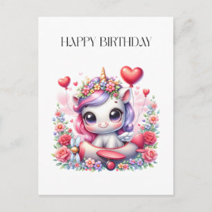 Unicorn Pilot Birthday Invitation Postcard