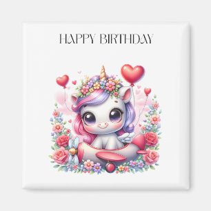 Unicorn Pilot Birthday Magnet