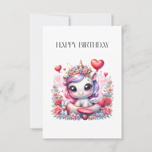 Unicorn Pilot Birthday RSVP Card (Front)