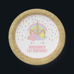 Unicorn Pink And Gold Paper Plate 7" Paper Plates<br><div class="desc">Pink And Gold Rainbow Unicorn 7" Paper Plate. Add your own personalized text perfect to coordinating with items from the unicorn collection found in our store!</div>