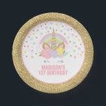 Unicorn Pink And Gold Paper Plate 7" Paper Plates<br><div class="desc">Pink And Gold Rainbow Unicorn 7" Paper Plate. Add your own personalized text perfect to coordinating with items from the unicorn collection found in our store!</div>