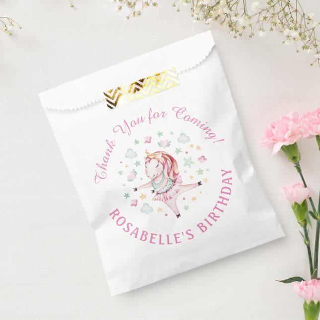 Unicorn Pink Ballerina Birthday Party Thank You Favour Bag (Sealed)