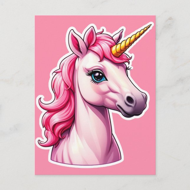 Unicorn Pink Fantasy Postcard (Front)