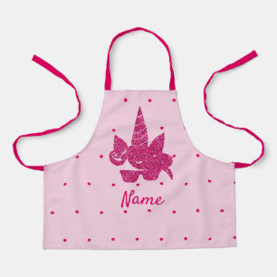 Unicorn pink faux glitter cute sunglasses girly apron