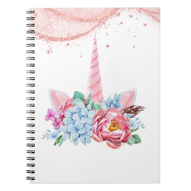 UNICORN PINK FLORAL BACK TO SCHOOL NOTEBOOK (Front)