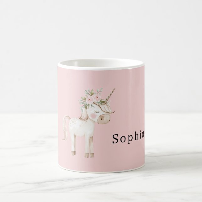Unicorn Pink Floral Coffee Mug (Center)