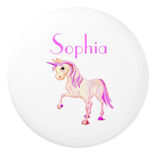 Unicorn Pink Girly  Cute Ceramic Knob (Front)