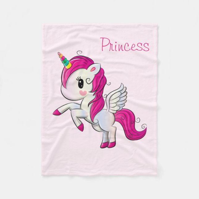Unicorn Pink Girly Fleece Blanket (Front)