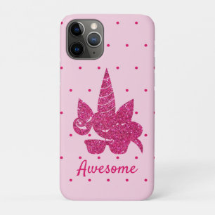 Unicorn Pink Glitter Cute Girly Kids iPhone 11 Pro Case
