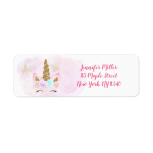 Unicorn Pink Gold Birthday Adresse