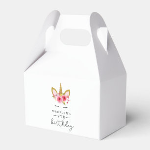 Unicorn Pink Gold Birthday Party Favor Box