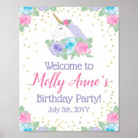 Unicorn Pink & Gold Birthday Party Welcome