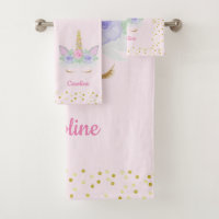 Unicorn Pink Gold Glitter Girl's Name