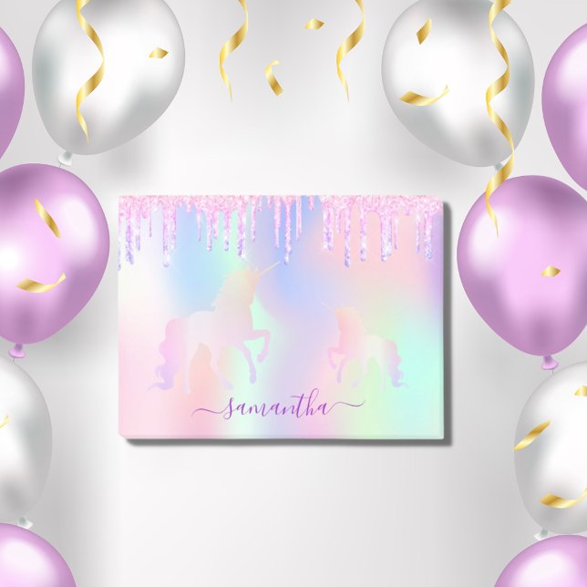 Unicorn pink holographic drips post-it notes (Creator Uploaded)