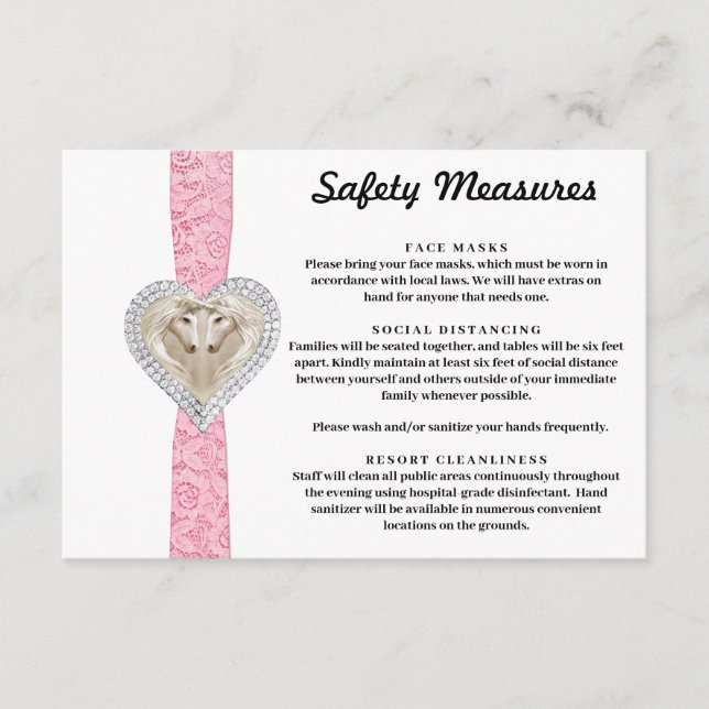 Unicorn Pink Lace Safety Measures Enclosure Card (Front)