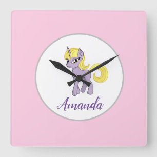 Unicorn Pink Little Girl Wall Clock Room Decor