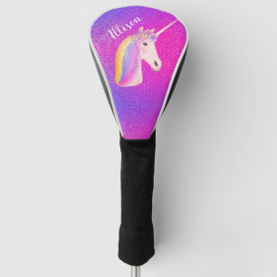 Unicorn Pink Purple Glitter Personalized Golf Head Cover