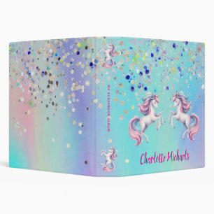 Unicorn pink purple holographic back to school binder