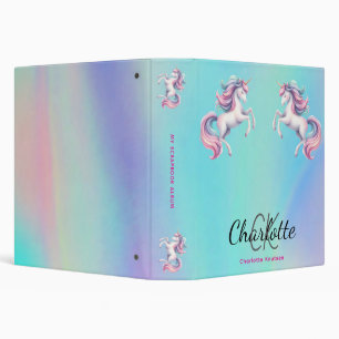 Unicorn pink purple holographic back to school binder