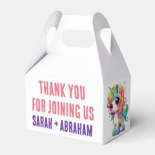 Unicorn Pink Purple Rainbow Whimsical Wedding  Favor Box