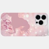 Unicorn pink sparkling bokeh lights name trendy Case-Mate iPhone case (Back (Horizontal))