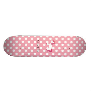 Unicorn pink white polka dots skateboard