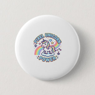 Unicorn Pixel Unicorn Power Graphic Design Product 2 Inch Round Button