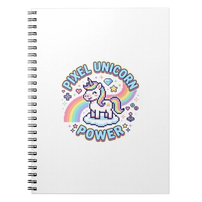 Unicorn Pixel Unicorn Power Graphic Design Product Notebook (Front)