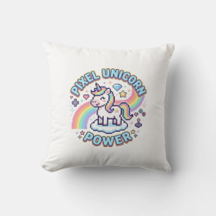 Unicorn Pixel Unicorn Power Graphic Design Product Throw Pillow