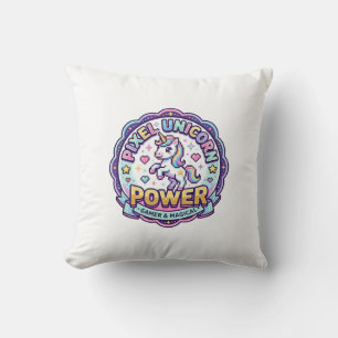 Unicorn Pixel Unicorn Power POD Ready Apparel Grap Throw Pillow