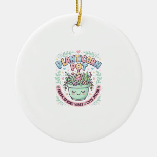 Unicorn Planticorn Pot Graphic Design Graphic Tee Ceramic Ornament