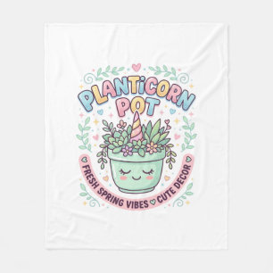 Unicorn Planticorn Pot Graphic Design Graphic Tee  Fleece Blanket